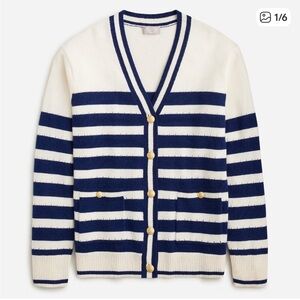 J.Crew cashmere cardigan striped sweater with gold buttons XS